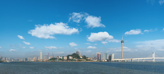 Street View of Macau Coastal City..