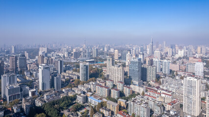 Fototapeta na wymiar Aerial view of modern city skyline in Nanjing, China
