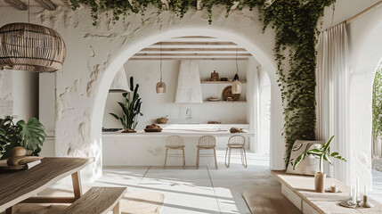 Obraz na płótnie Canvas interior of minimalist home with white and natural style