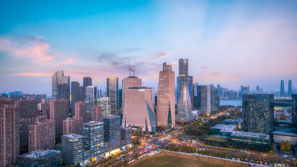 Fototapeta na wymiar Aerial view of modern city skyline of Hangzhou, China