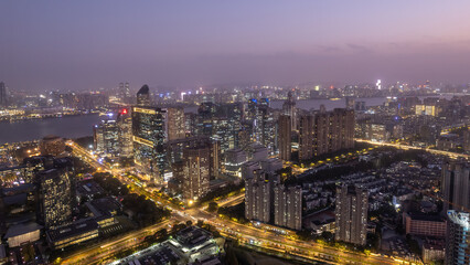Fototapeta na wymiar Aerial view of modern city skyline of Hangzhou, China
