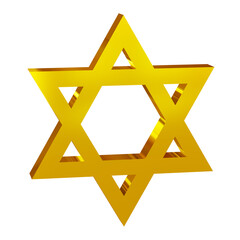 Golden 3D religious symbol, Judaism, Star of David 3D