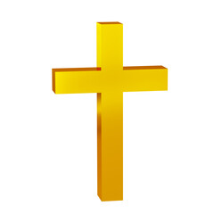 Golden 3D religious symbol, Christian Cross, Christianity 3D