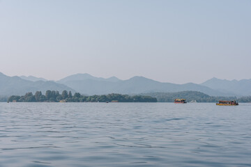 Beautiful landscape and ancient architecture of West Lake in Hangzhou, China