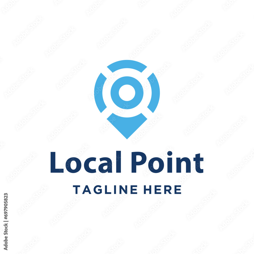 Poster circular gps place location map for address locator application logo design