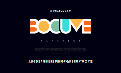 Bocume creative modern urban alphabet font. Digital abstract moslem, futuristic, fashion, sport, minimal technology typography. Simple numeric vector illustration - obrazy, fototapety, plakaty