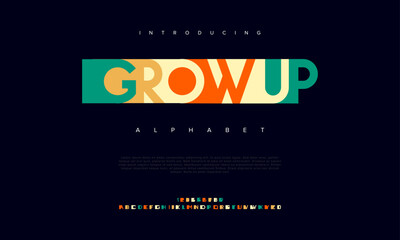 Growup creative modern urban alphabet font. Digital abstract moslem, futuristic, fashion, sport, minimal technology typography. Simple numeric vector illustration