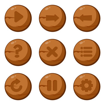 Set of wooden Menu icon vector