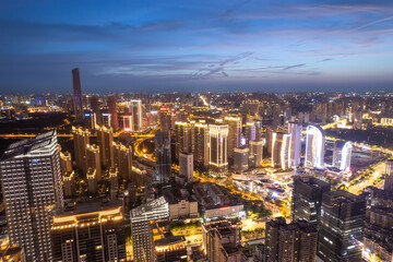 Naklejka premium Aerial photography of the skyline of urban architecture in Wuhan..