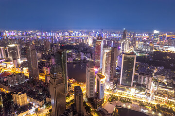 Obraz premium Aerial photography of the skyline of urban architecture in Wuhan..