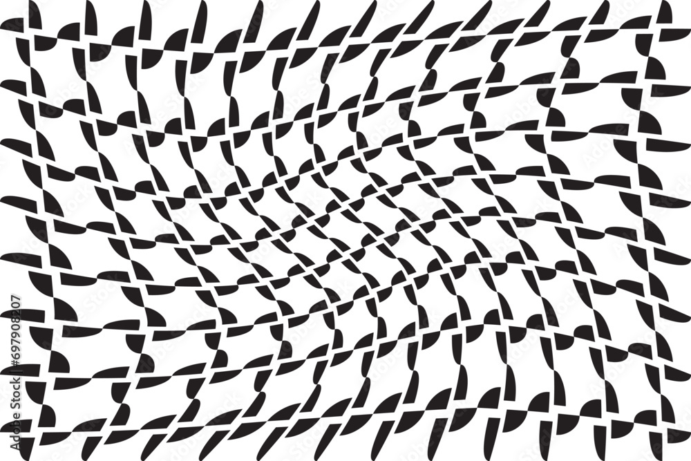 Poster geometric of tile pattern vector. design waves halftone black on white background. design print for 