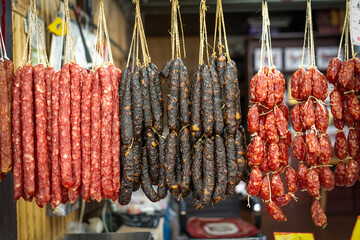 Outdoor Shaoxing Sausage Delicious Street Scenery..