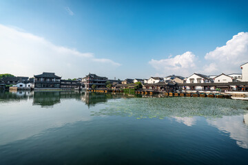 Obraz premium Street View of Jinxi Ancient Town in Jiangnan Water Township..