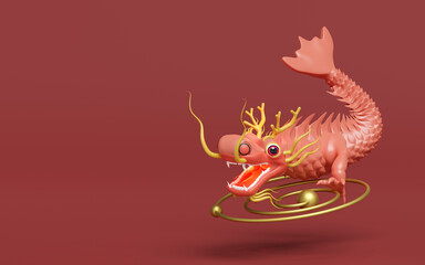 3d chinese new year 2024 capricorn isolated. 3d render illustration