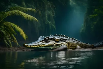 Möbelaufkleber alligator in the water © awais