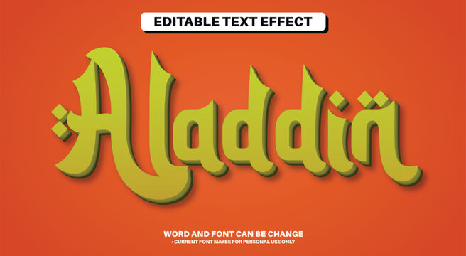 Arabic 3D Style Fully Editable Text Effect - Aladdin