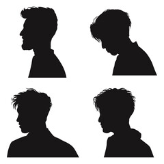 Man Head Silhouette With Flat Design. Vector Illustration Collection. 