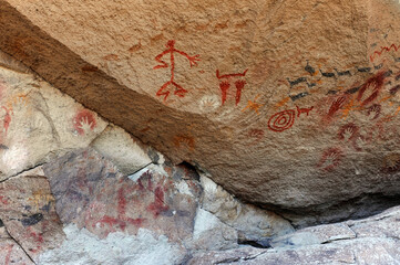 The Cueva de las Manos, Río Pinturas, contains an exceptional assemblage of cave art, executed...