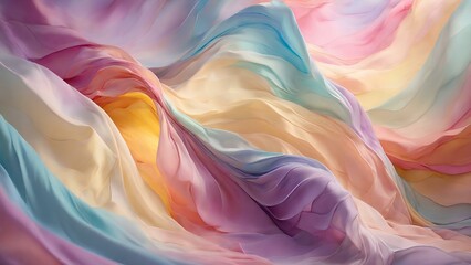 abstract mesmerizing gentle waves and folds of pastel colored fabric.