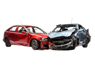 Cars accident crash isolated on transparent background