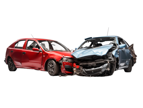 Cars accident crash isolated on transparent background