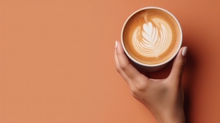 Woman Hand Holding Coffee Latte. generative ai