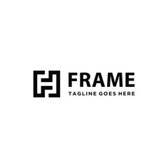 Obraz premium Rotating Initial Letter F FF with Square Geometric Line Art For Business Brand Inspiration Logo Design