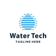 Modern Water Drops With Digital Dots Lines Art Style For Business Brand Inspiration Logo Design Template.