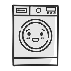 hand drawn washing machine single sticker with various expressions