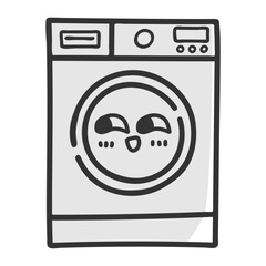 hand drawn washing machine single sticker with various expressions