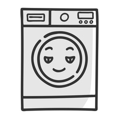hand drawn washing machine single sticker with various expressions