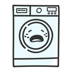 hand drawn washing machine single sticker with various expressions