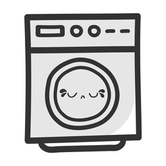 hand drawn washing machine single sticker with various expressions