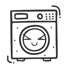 hand drawn washing machine single sticker with various expressions