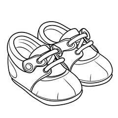 outline illustration of pair shoe for baby