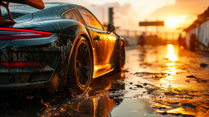Cool muddy car after race 3d rendering