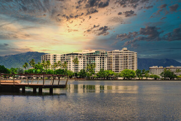 Cairns water front view from the marina - obrazy, fototapety, plakaty