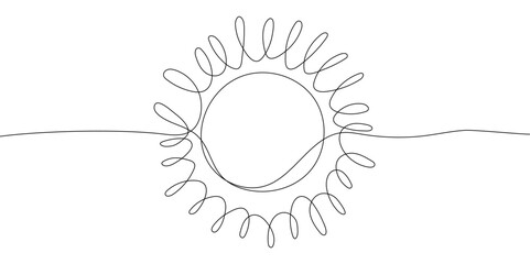Continuous line sun art on a white background.