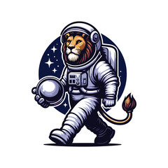 LION ASTRONAUT ILLUSTRATION VECTOR