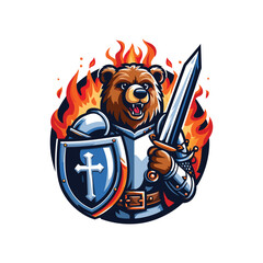 BEAR WARRIOR ILLUSTRATION VECTOR