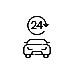 24 hour taxi service. Pixel perfect, editable stroke icon