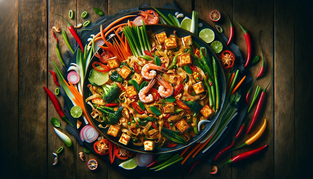 A top-down wide angle photo depicting the richness and creativity of food as a necessity of life and a source of pleasure.