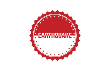 Earthquake red ribbon label banner. Open available now sign or Earthquake tag.