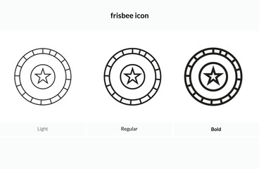 Frisbee Disc Vector . light , regular and bold style design isolated on white background