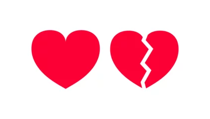 Fotobehang Red broken heart icon , heartbreak flat vector icon © icons gate