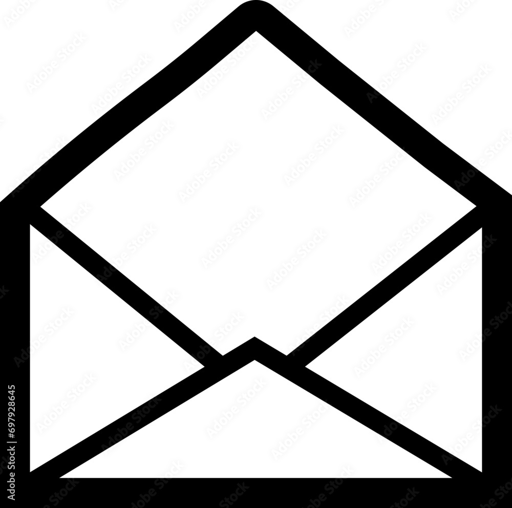 Poster mail icon. email, post, envelope isolated transparent background. vector in black linear flat design