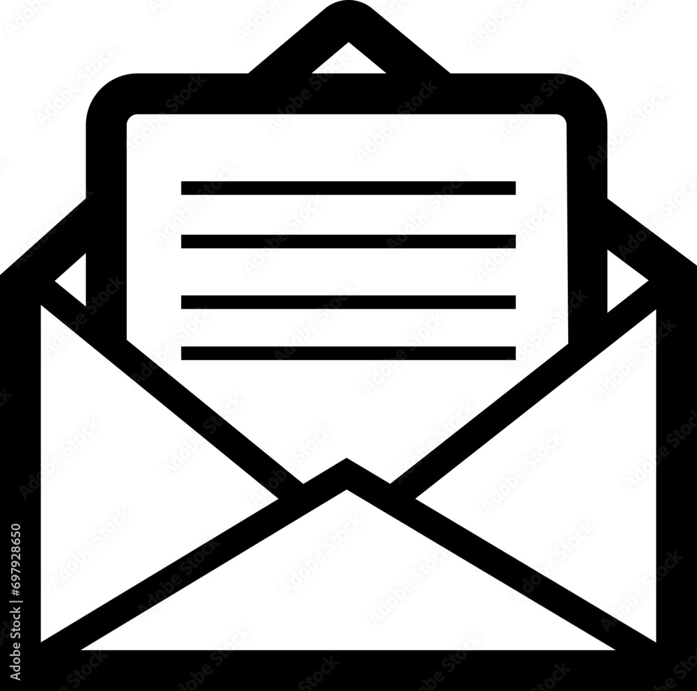 Poster mail icon. email, post, envelope isolated transparent background. vector in black linear flat design