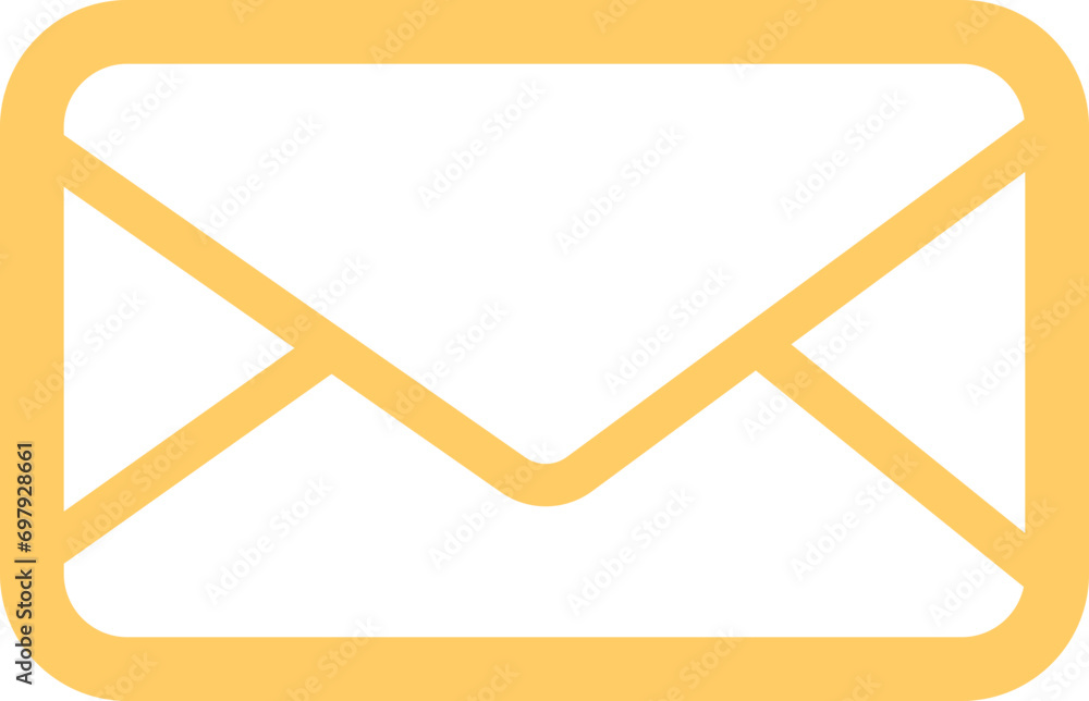 Poster mail icon. email, post, envelope isolated transparent background. vector in yellow linear flat desig