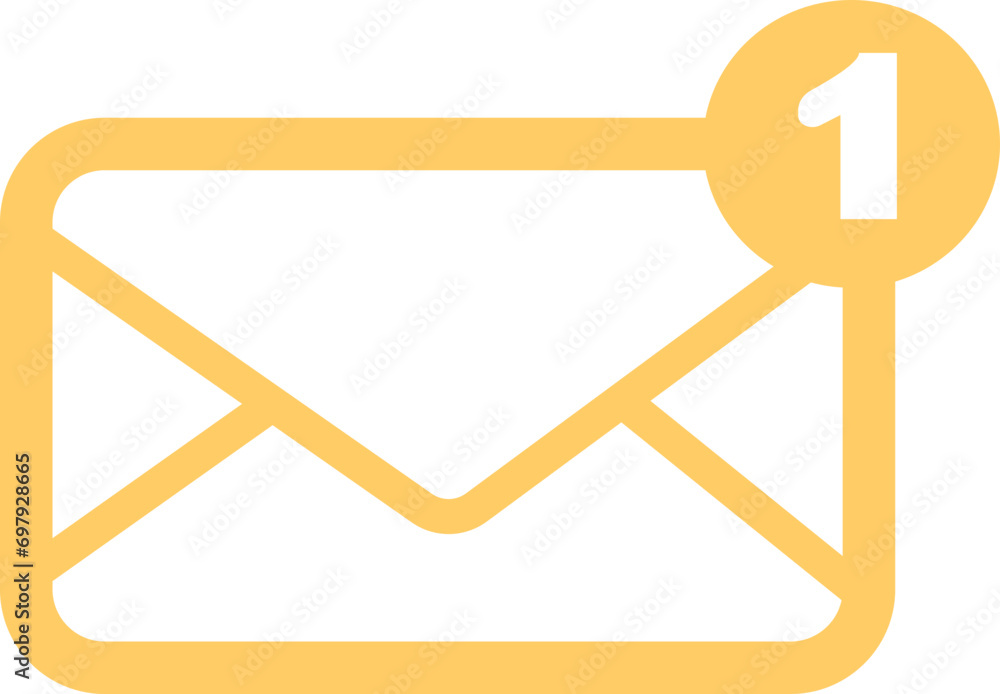 Poster mail icon. email, post, envelope on transparent background. vector in yellow linear flat design, ada