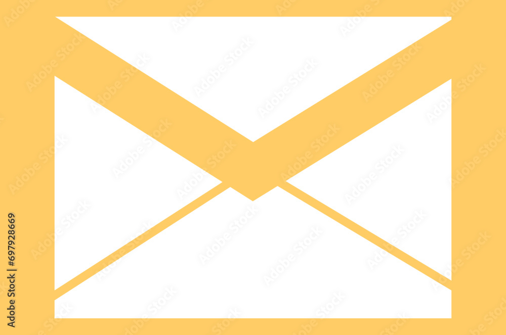 Poster mail icon. email, post, envelope isolated transparent background. vector in yellow linear flat desig